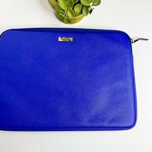 KATE SPADE Electric Blue Leather Tablet Sleeve – Designer Tech Case Saffiano